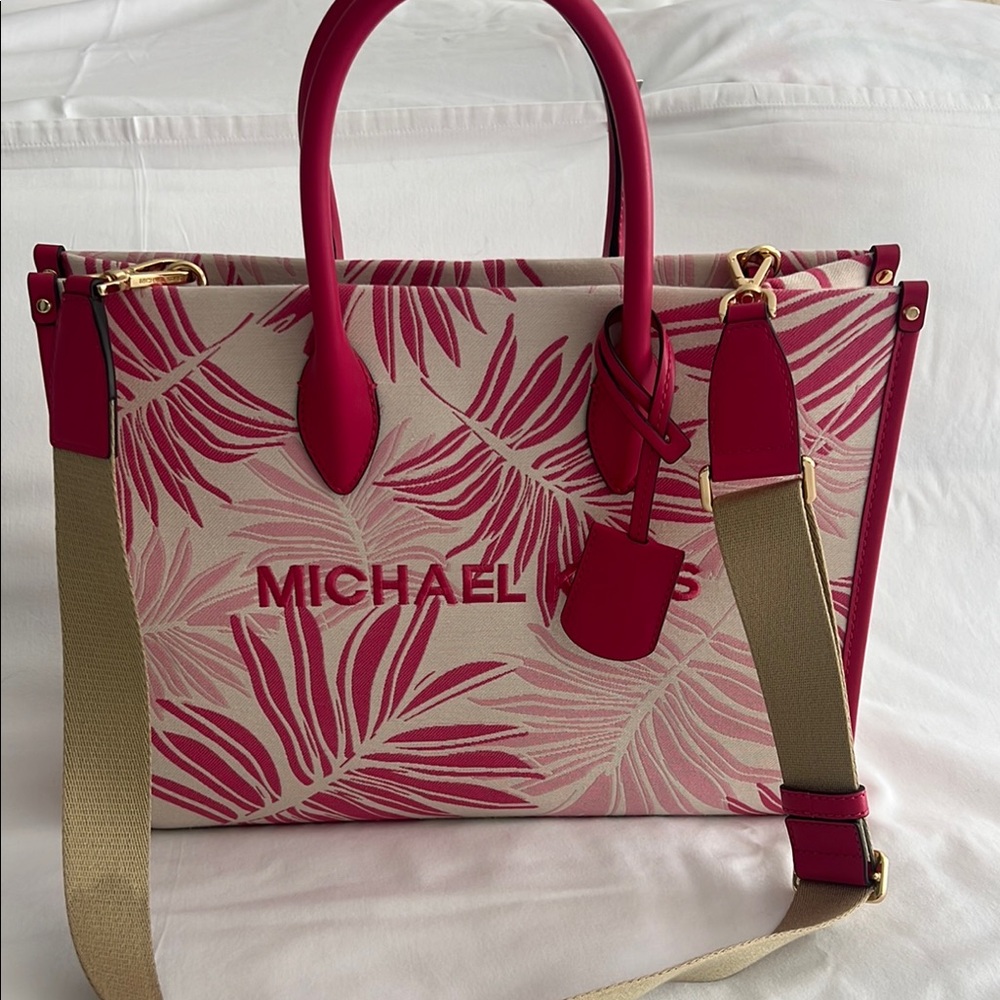 Michael Kors Pink and Cream Totes with Gold Accents